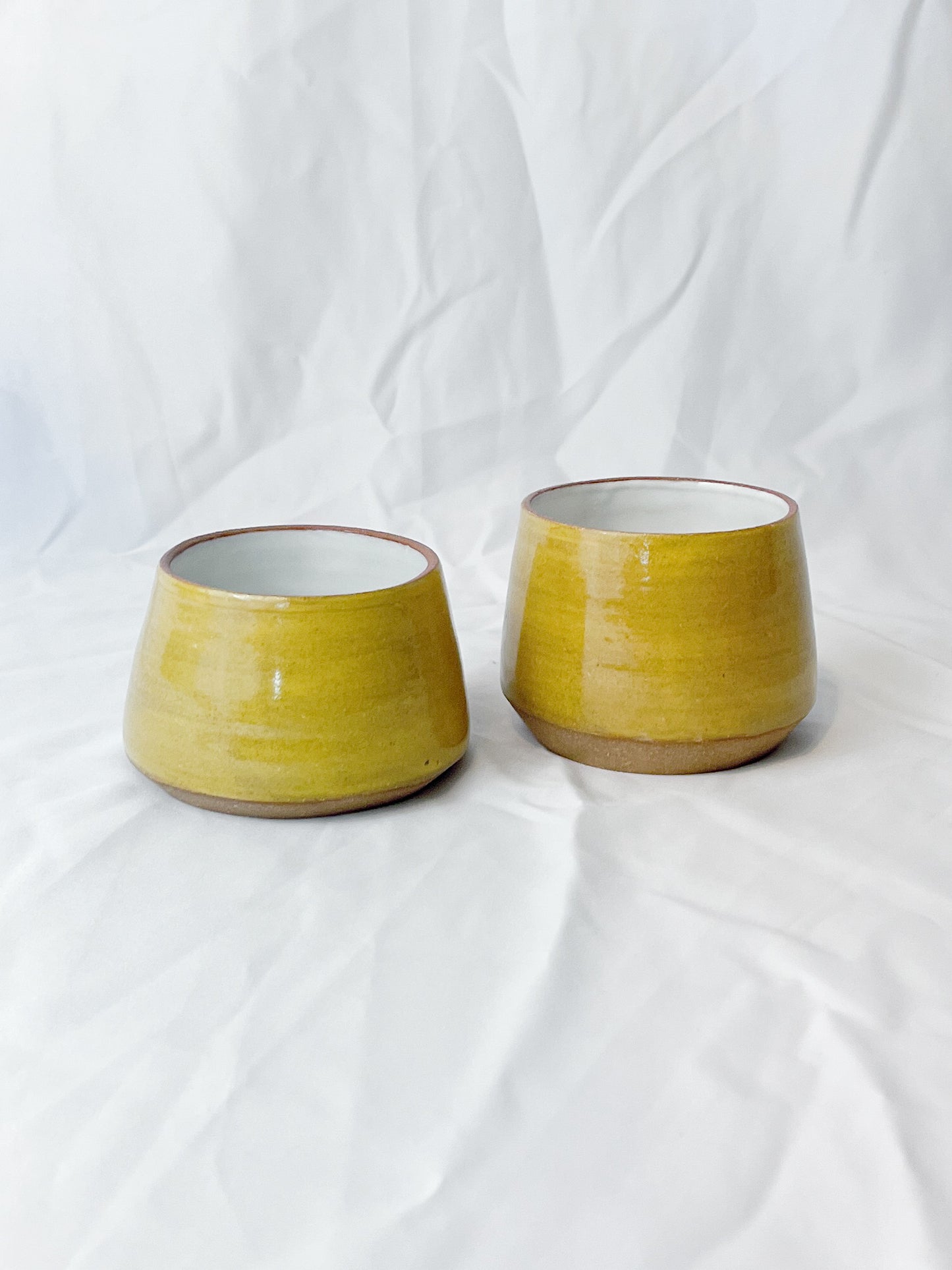Tea Cups - Yellow/White - Set of 2