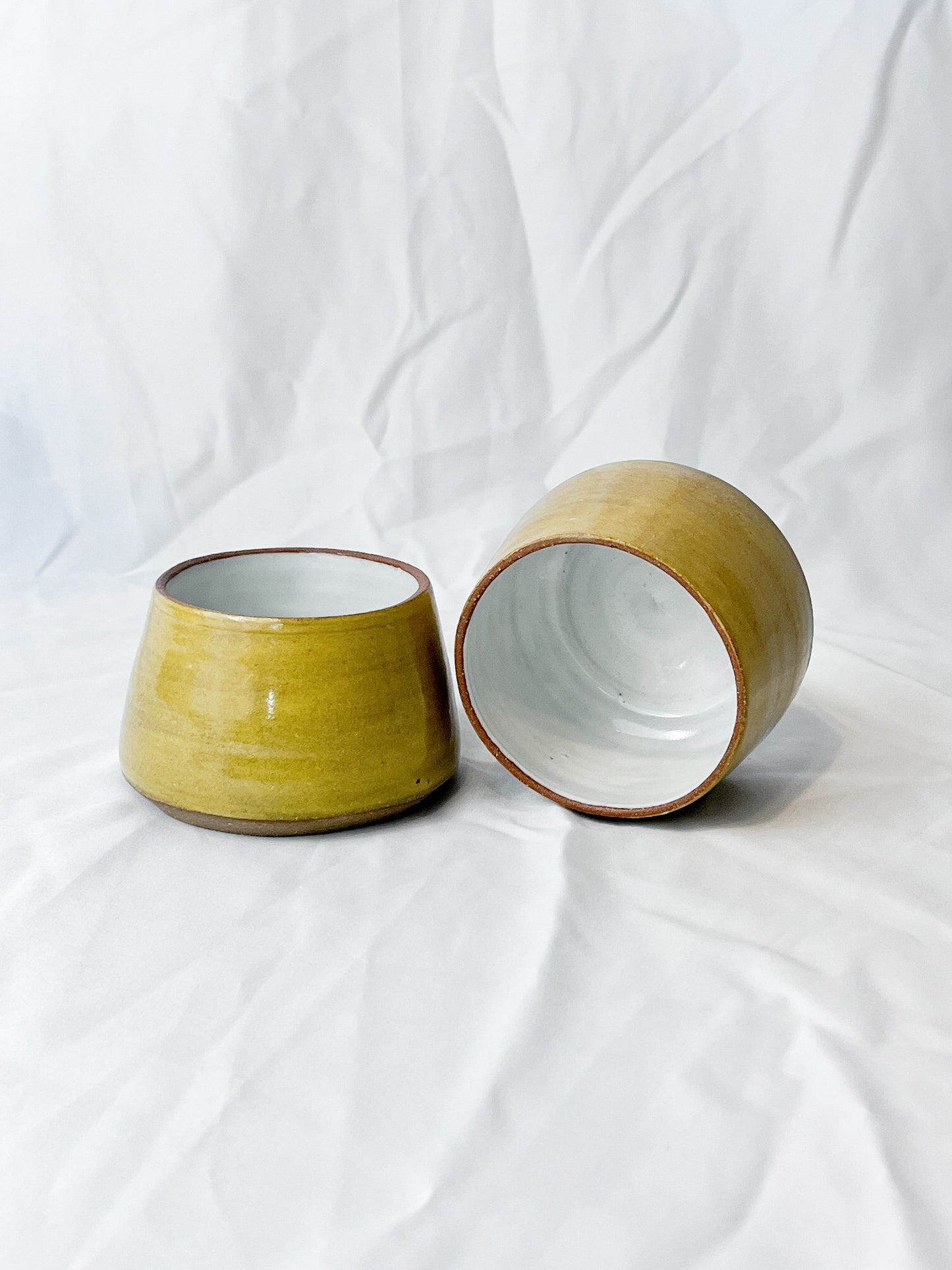 Tea Cups -  Yellow/White - Set of 2